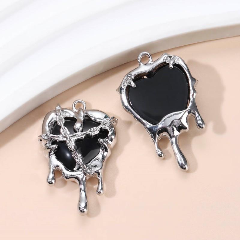 5pcs New Enamel Heart Charms Fashion Romantic Love Y2K Sweet Style Pendants For Making DIY Jewelry Accessories Necklace Findings