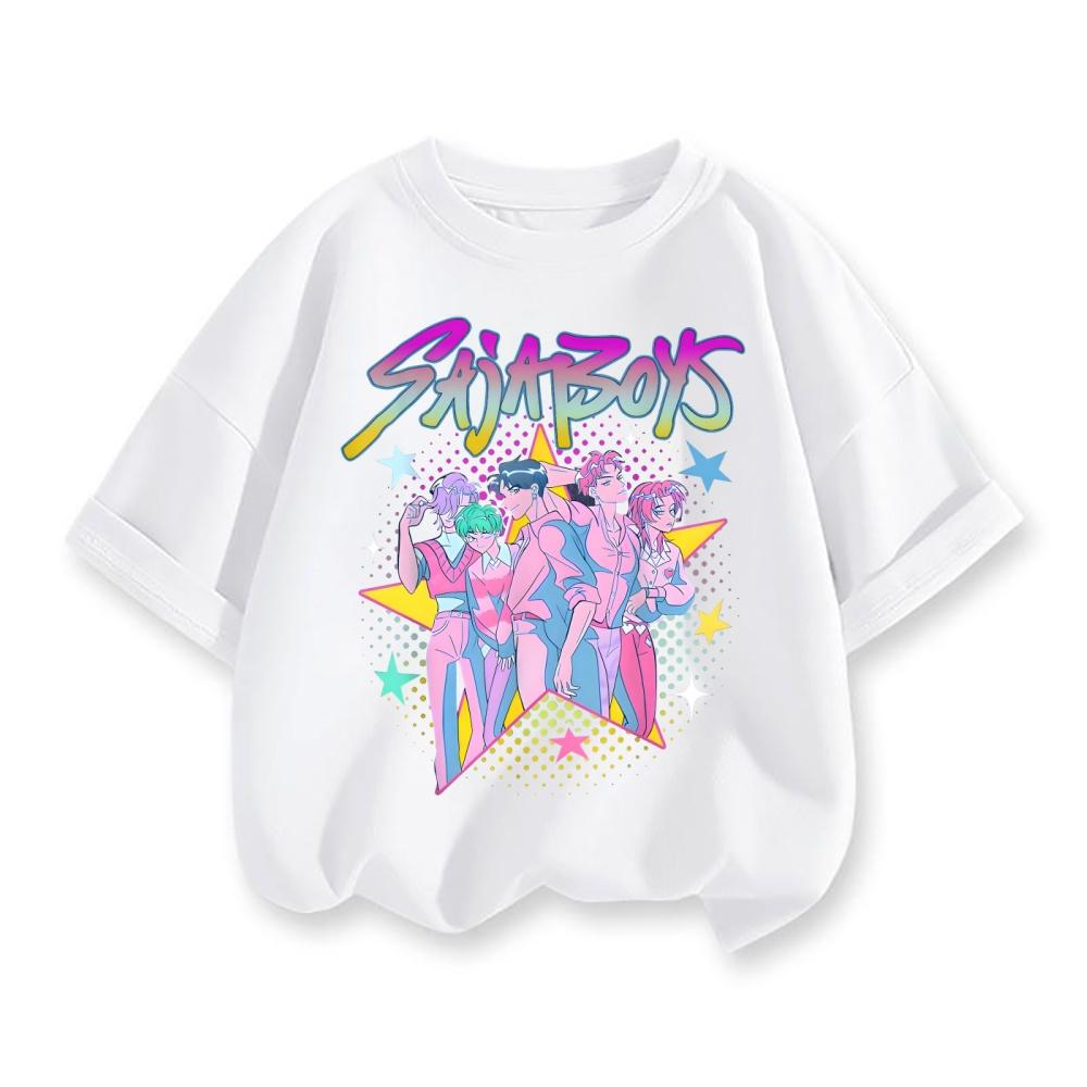 Kpop Demon Hunters Children's Clothing Short Sleeve T-shirt Cute Kpop Demon Hunters Tiger Harajuku Tshirt for Boys Girls