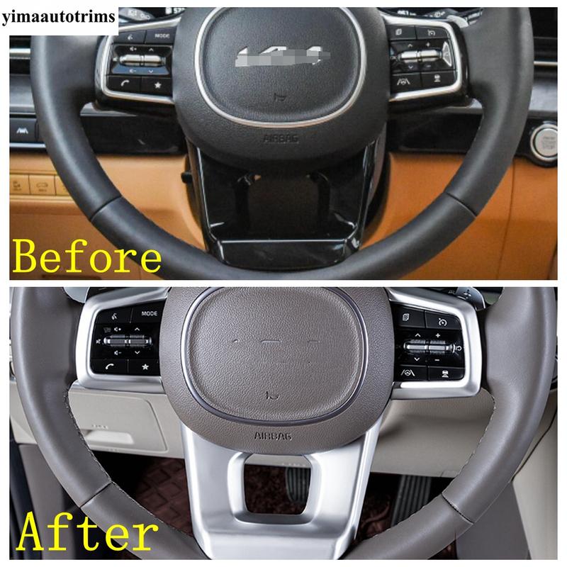 Steering Wheel Button Frame Decoration Cover Trim Matte / Carbon Fiber Interior Accessories For Kia Sorento MQ4