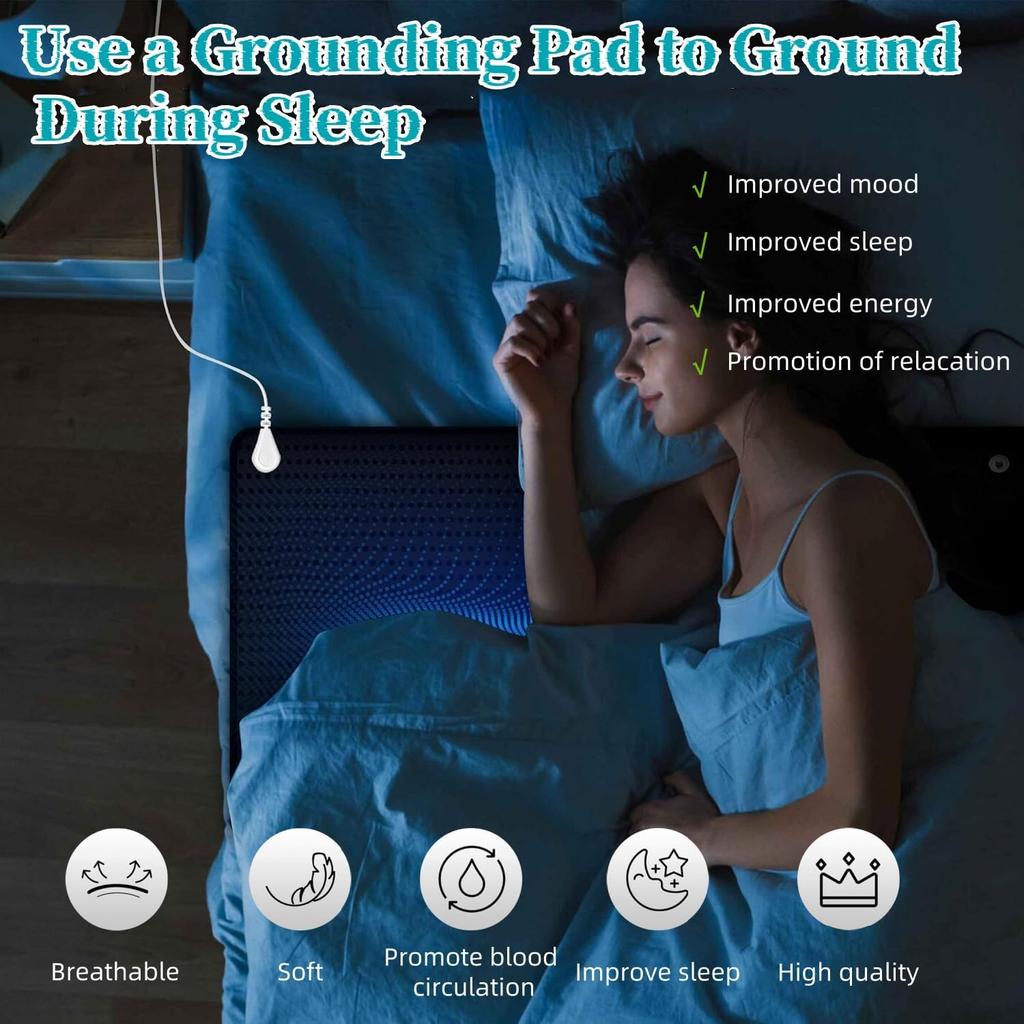Earthing Grounding Mat for Bed King Queen Sizes Anti Slip Pad with Grounding Cord Support Better Sleep and Comfortable Daily Rest