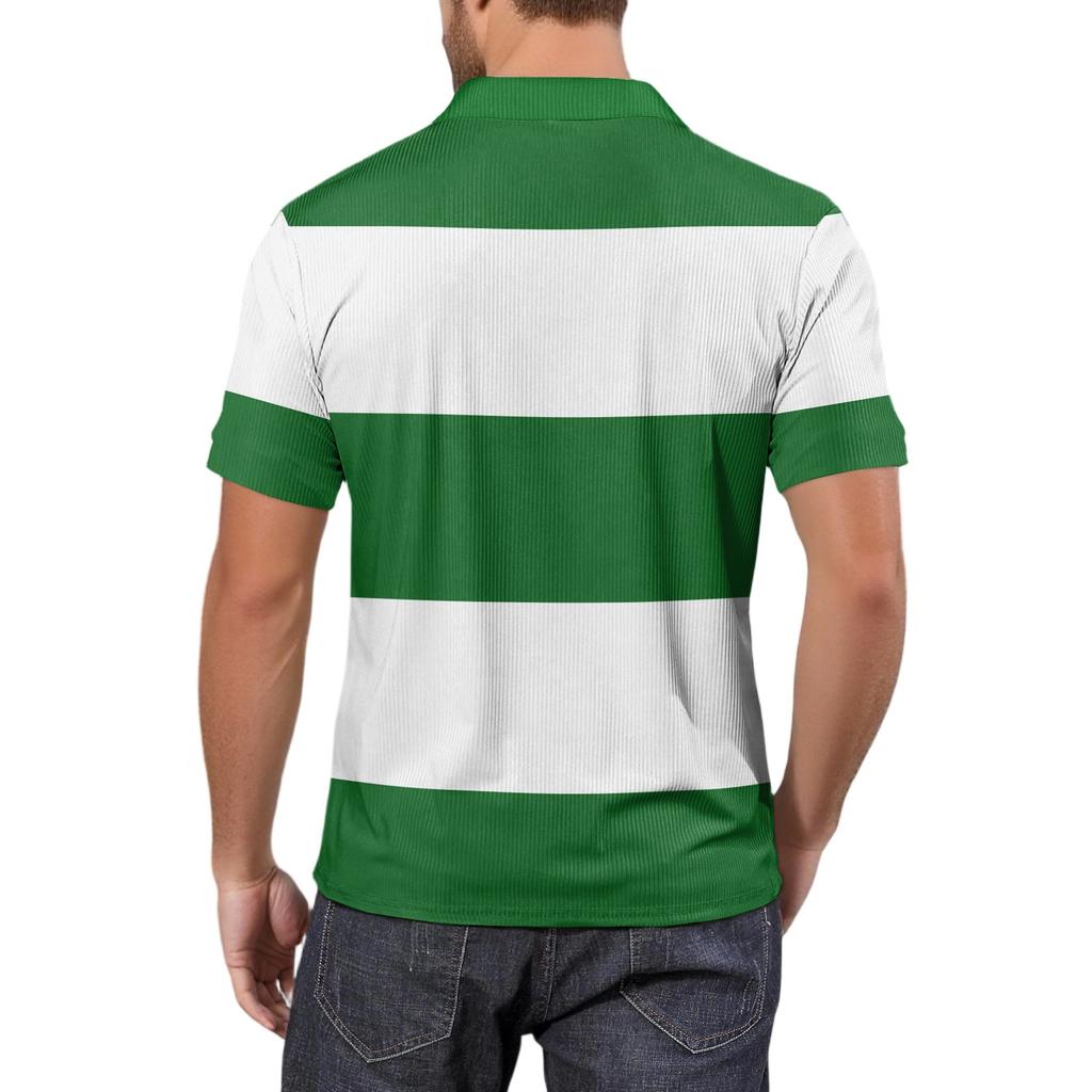 Moda Hombre Top Estampado Cuello en V Manga Corta Camiseta de Golf