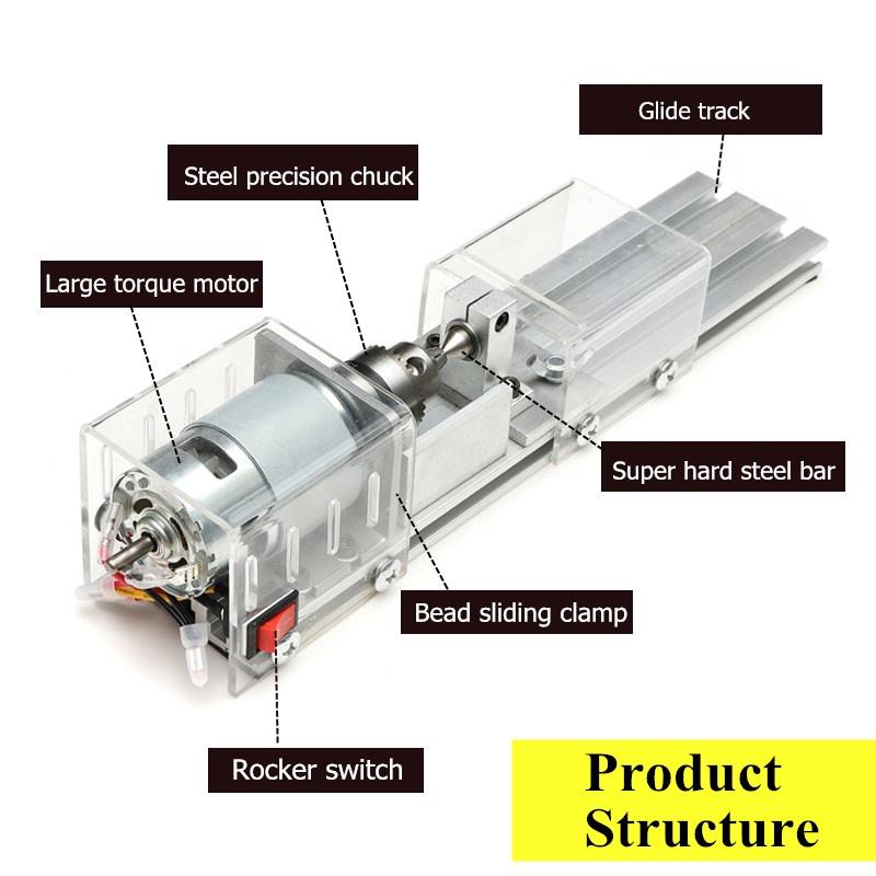 12-24V Mini Lathe Beads Machine Polisher Table Saw Mini DIY Wood Lathe 100W