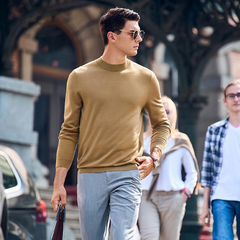 Men's Thickened Wool Sweater, Machine Washable, Solid Color - W9310 (Autumn/Winter)