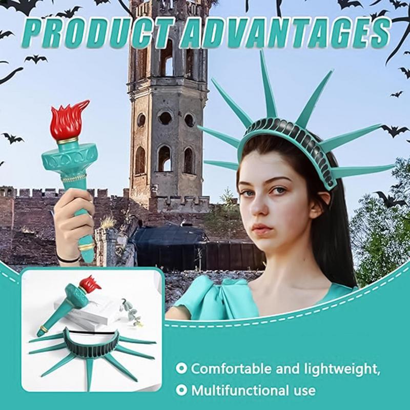Statue Of Liberty Costume Props Accessories Festival Party Lady Liberty Cosplay Crown Torch Independence Day Parades Dress Up