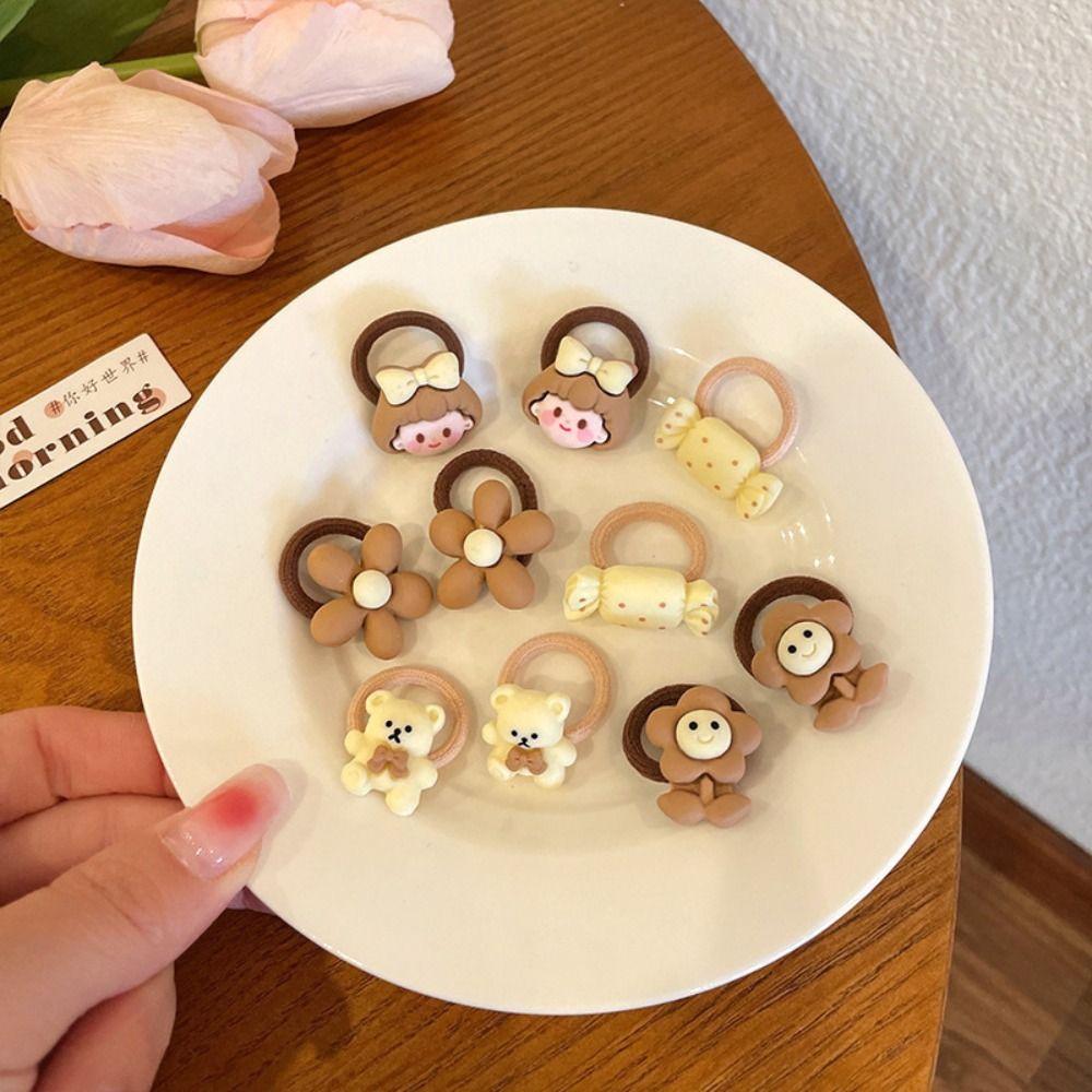 

10 шт. мотузки з ведмедя, кролика, милої еластичної гумки для волосся, дитячого головного убору, кільця для волосся F