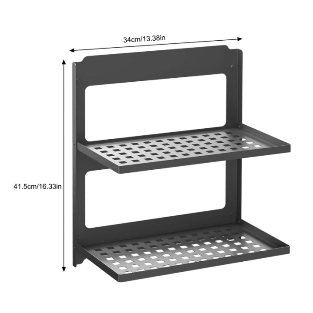 Metal Wall Mounted Storage Rack Foldable Wall Shelve Storage 2-Tier Table Storage Rack  Coffee Bar чёрный