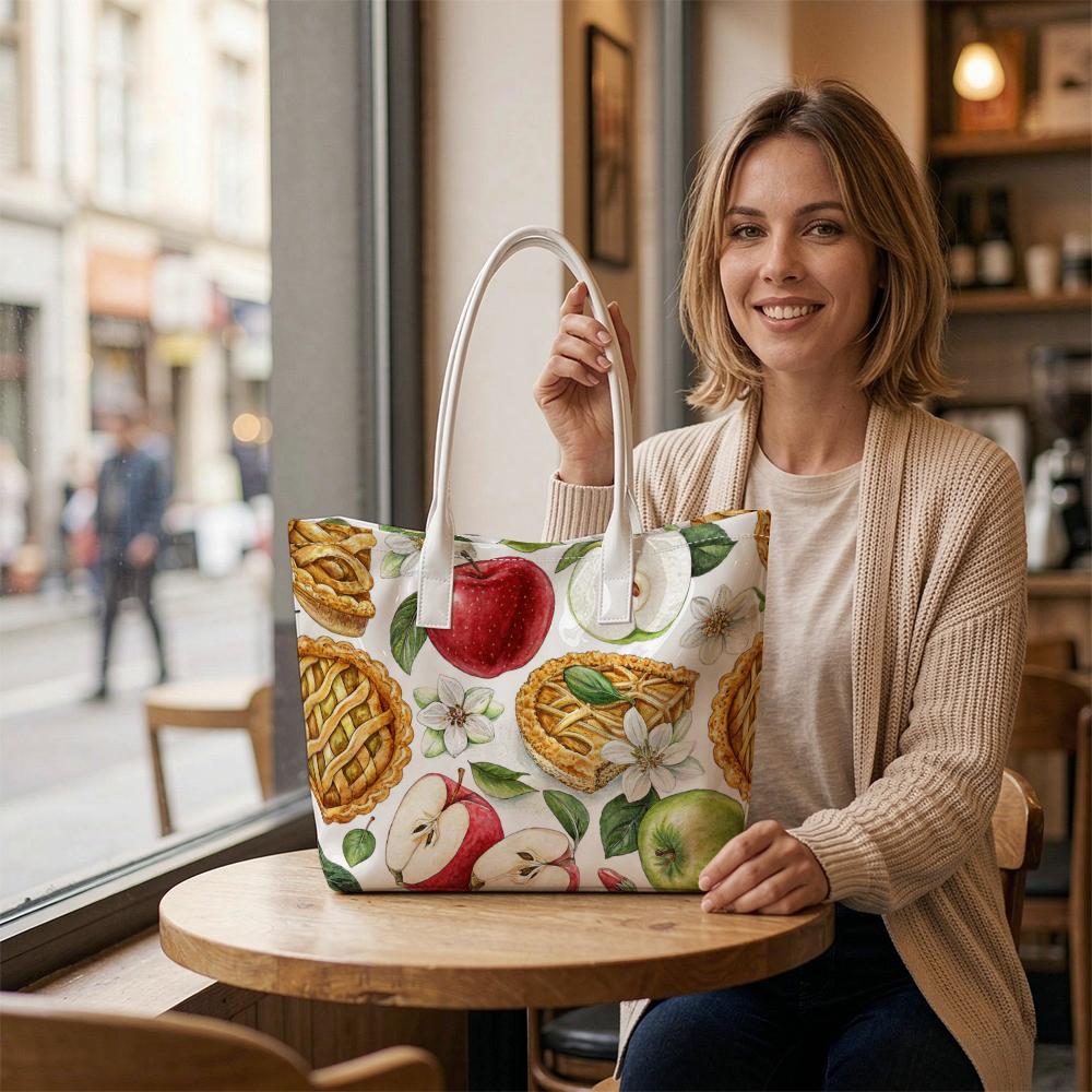 Apple Pie Pattern Tote Bag Casual Daily Lightweight Shopping Handbag