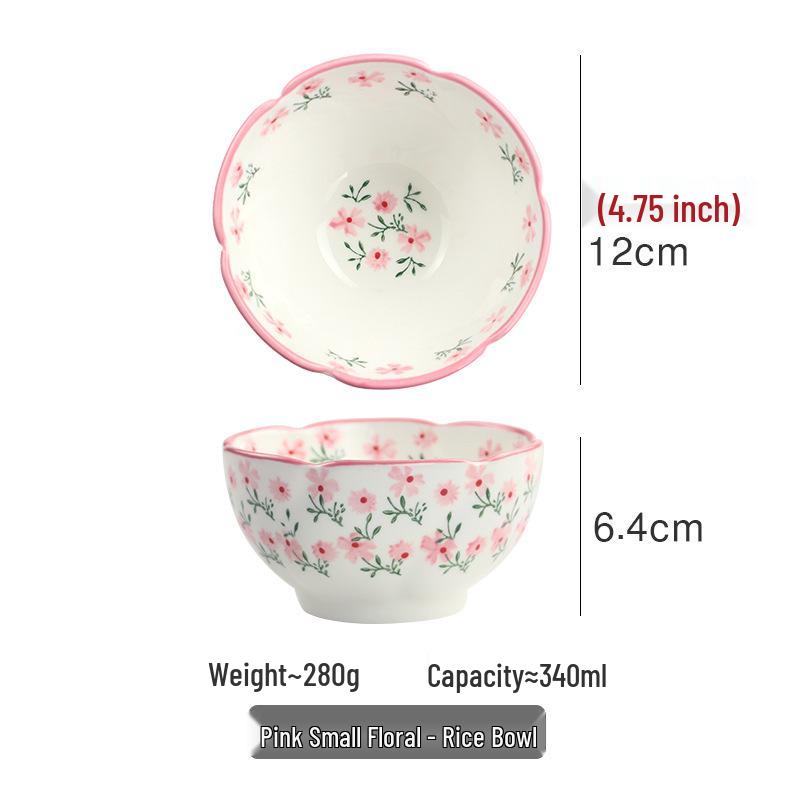 

Очаровательный керамический набор столовой посуды с цветочным узором: Подглазурная суповая и лапшичная миска, глубокая тарелка, миска для риса в форме цветка