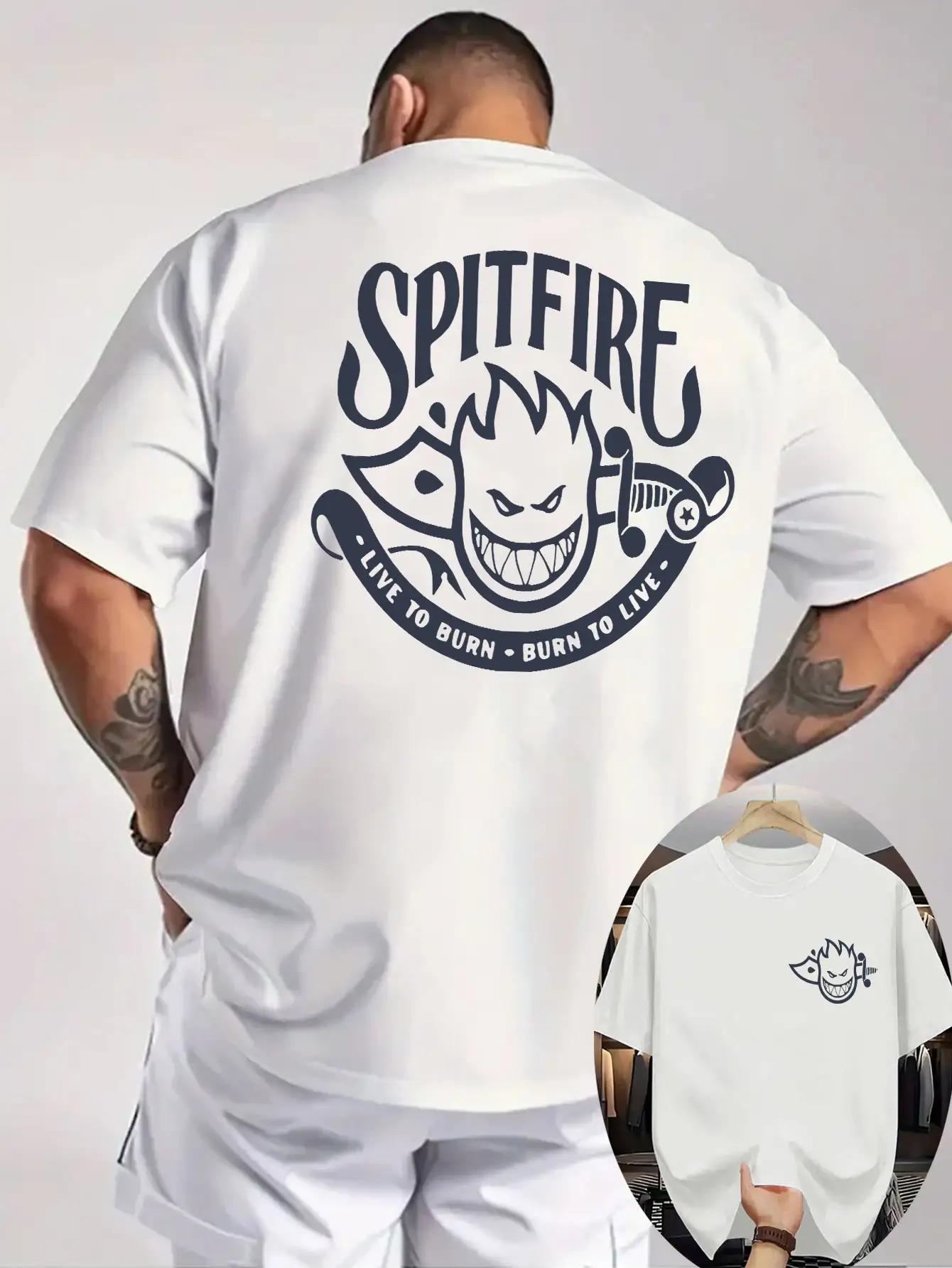 

SPITFIRE Burns To Live Print Classic 100 Cotton Men Woment Tshirt Summer Autumn Daily Sports Party Casual Loose Short Sleeve 4XL