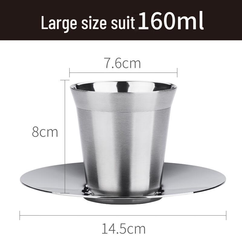 Wutuo 304 Stainless Steel Portable Coffee Cup with Saucer
