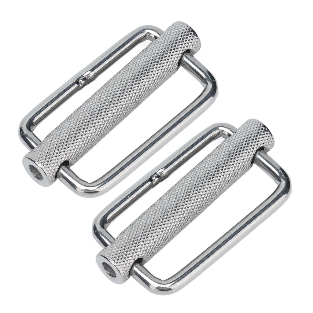 2Pcs Slide Buckle 316 Stainless Steel Rectangle Knurled Roller Belt Buckles