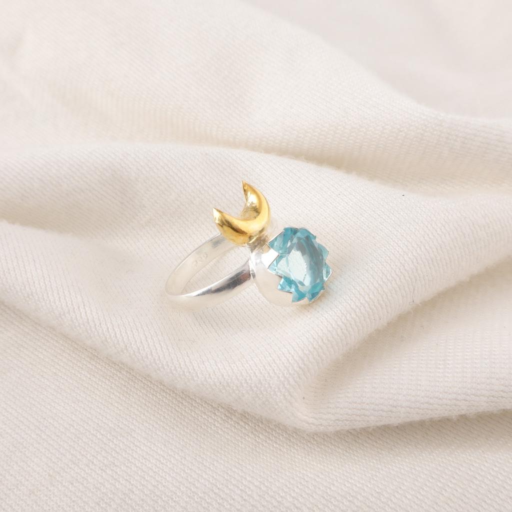 Sky Blue Topaz Gemstone Sterling Silver New Stackable Daughter Gift Promise Ring RR-58-6