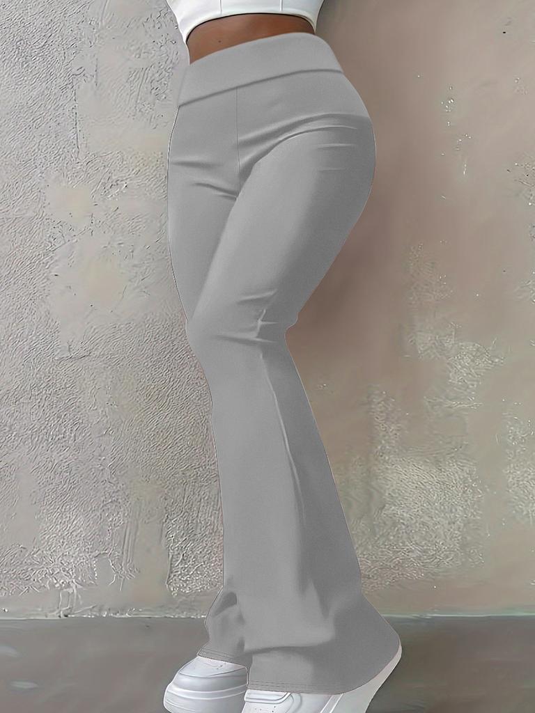 Women's Mid Rise Flare Pants Slim Fit Solid Color Polyester Spandex Casual Sports Long Trousers
