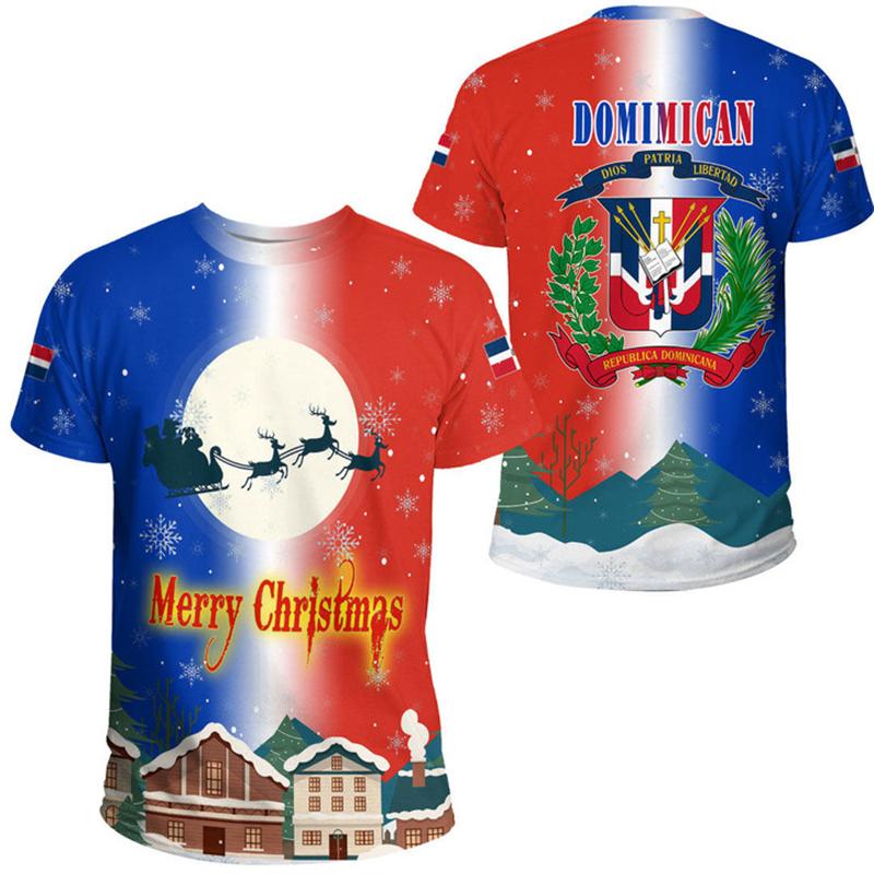 Dominican Republic Flag Map 3D Printed T Shirt For Men Clothes Fashion Male T-Shirt National Emblem Tshirt Independence Day Tee