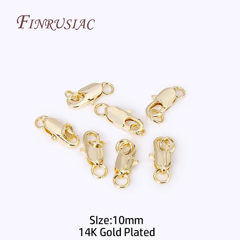 18K Gold Plated Oval Lobster Clasp with 2 Closed Ring Connectors For DIY Bracelet Necklace Lock Findings Jewelry Making Supplies