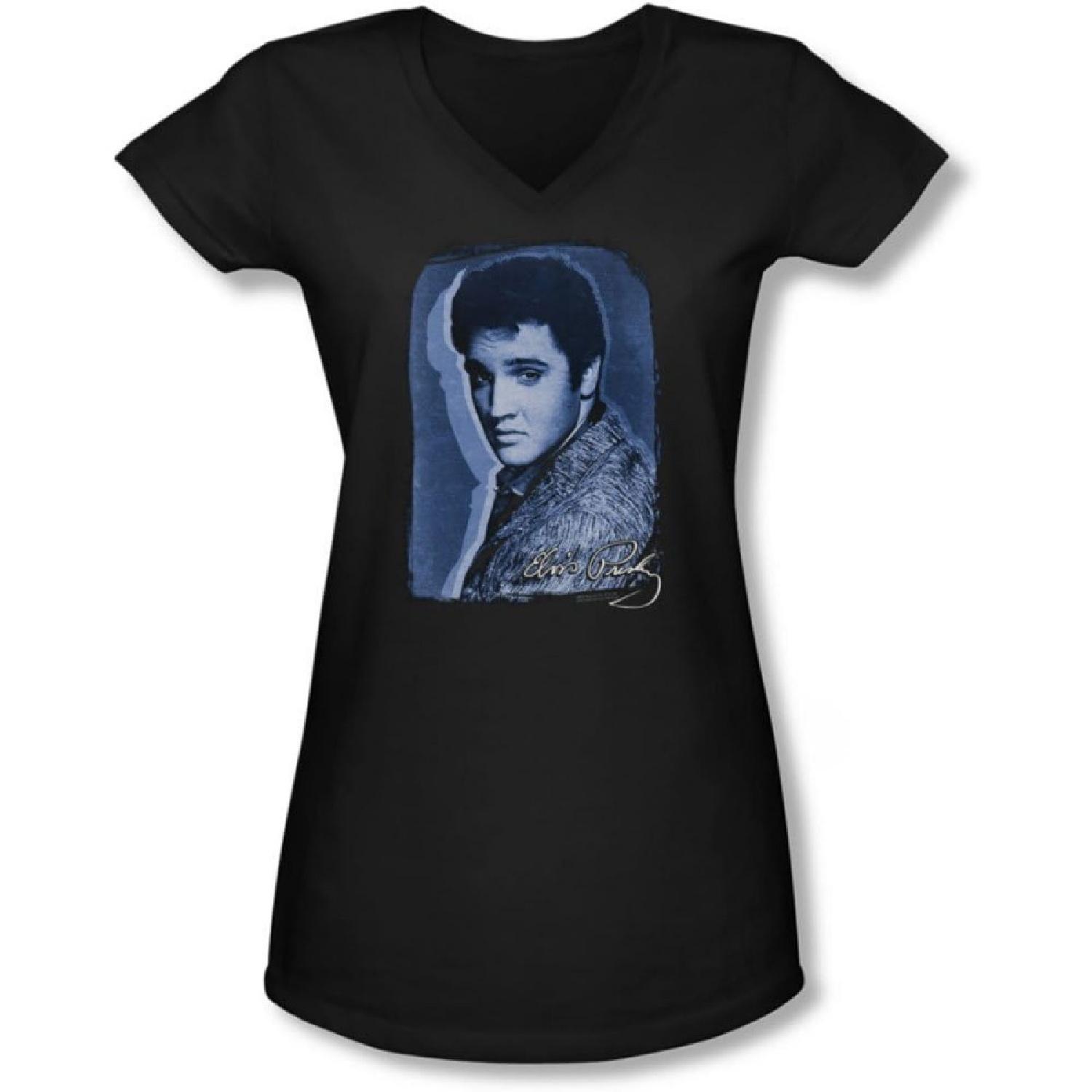 Elvis Presley - Juniors Overlay V-Neck T-Shirt S