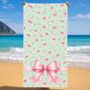 Pink Beach Towel Cute Bow Rectangular Children'S Bath Towel Quick-Drying Sports Towel Shawl