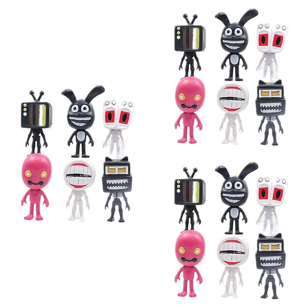Cute Pvc Siren Head Models 6 Pcs Big Head Siren Tv Hand Ornaments