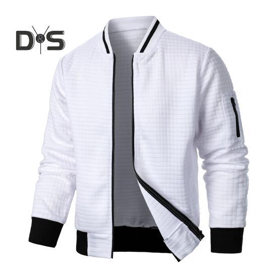 Herrenjacke Herbst Winter Einfarbig Waffelstruktur Sweatshirtjacke mit Taschen Reißverschlussleiste Lässige Oberbekleidung Sportliche Kleidung