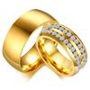 Trendy Wedding Rings for Women Men CZ Stones Gold Color Stainless Steel  Engagement Anniversary Valentine's Day Gift