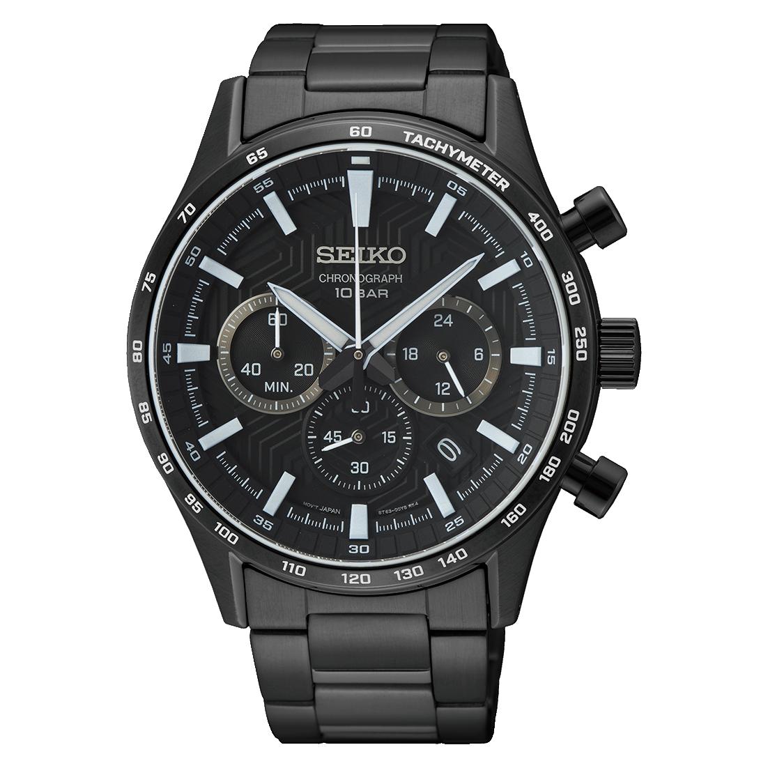 

Мужские часы SEIKO Sport Chronograph с черным циферблатом SSB415P1 чёрный