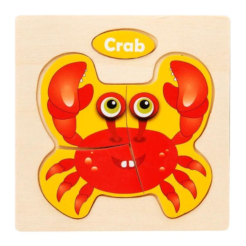 Baby Montessori Toys 3d Wooden Puzzle Cartoon Animal Traffic Jigsaw Puzzle Early Learning Educational Toys for Children Gift