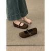 Retro evening breeze, flat suede round-toed Mary Jane shoes, versatile and not tiring feet, shallow lipstick ballet single shoe girl