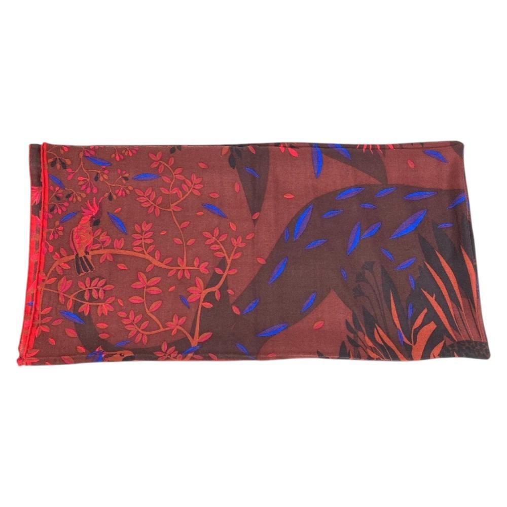 CARTIER PANTHERE Leopard Logo Large Scarf 140 Stole/Shawl Cashmere / silk Red