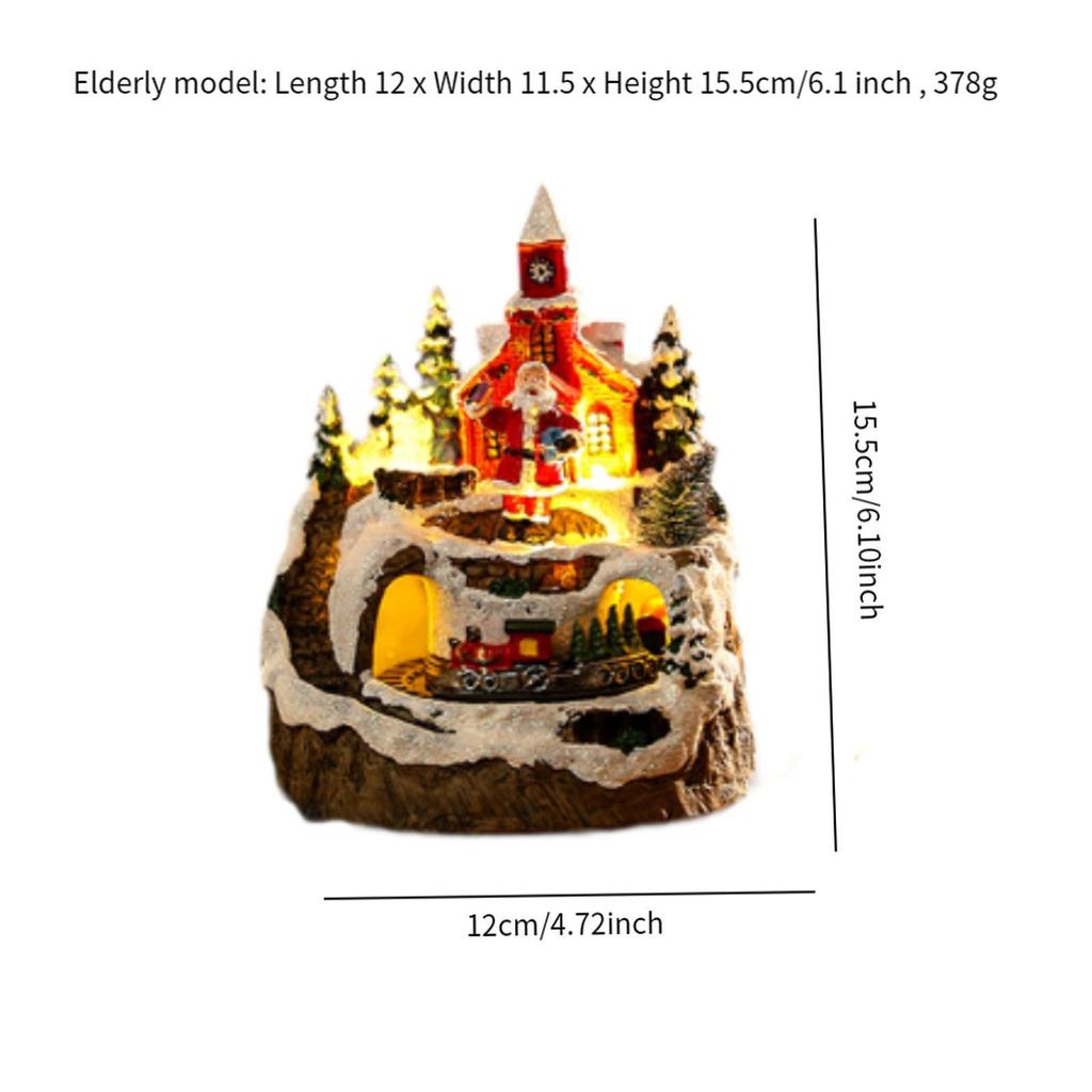 Christmas Village House with LED Lights and Music, Resin Building Figurine for