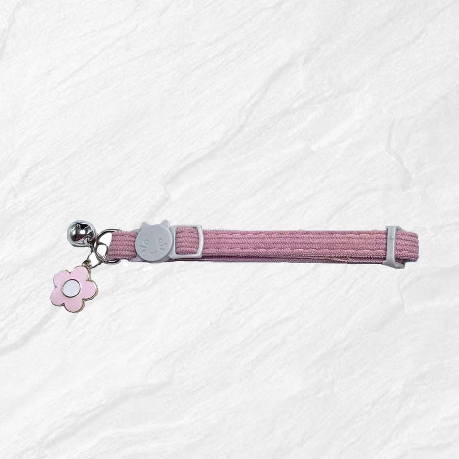 

Pet Collar with Alloy Bell and Flower Pendant Adjustable Velvet Cord Safety Buckle Suitable for Dogs and Cats Soft Comfortable Neck Strap one size рожевий