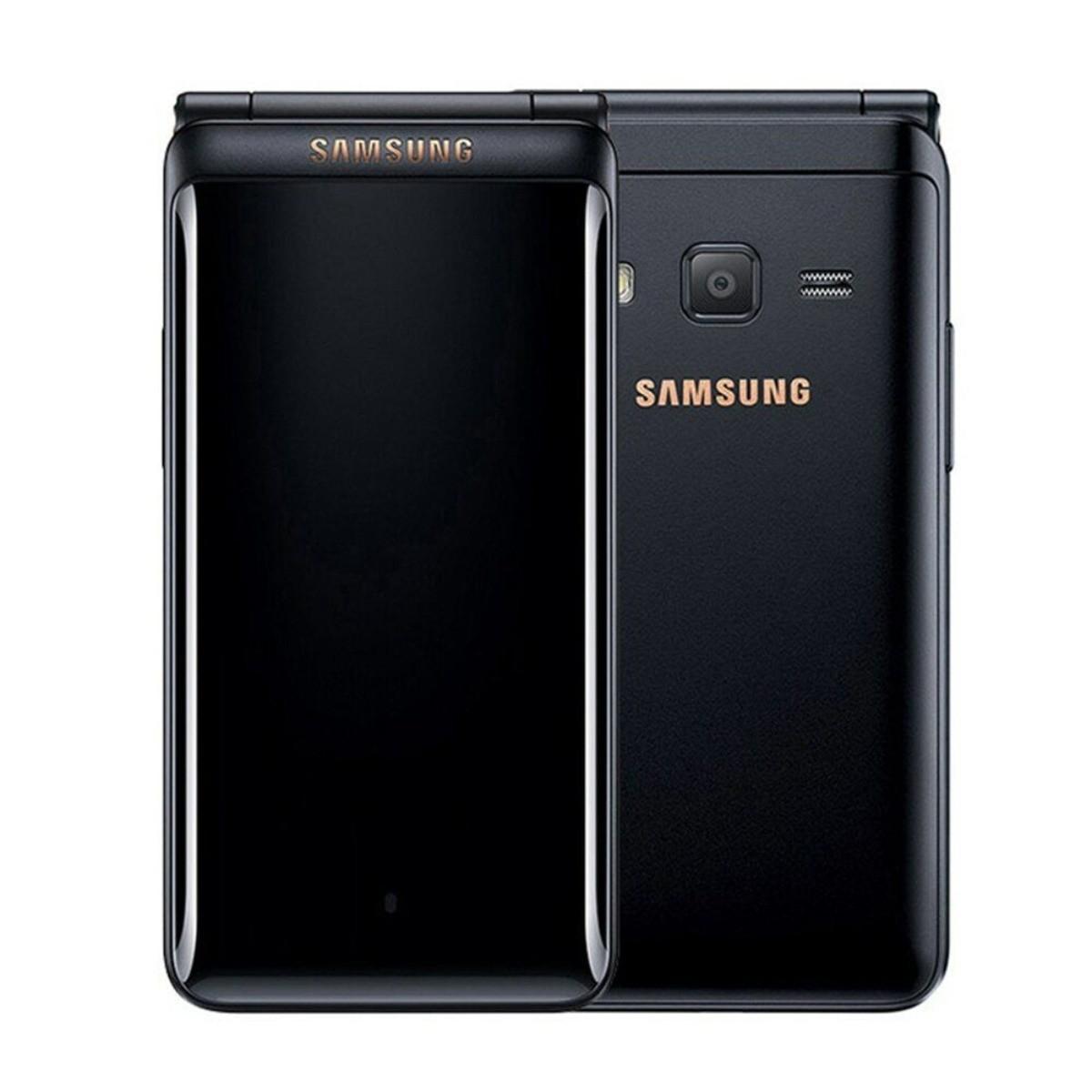 Samsung Gerenoveerde  Galaxy Folder2 G1650 Origineel 2GB RAM 16GB ROM Dual SIM 4G LTE Flip Ontgrendelde Smartphone zwart