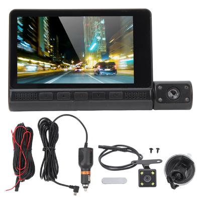 3 Channel Dash Cam 1080P Front Rear Inside Driving Recorder 170 Degree Wide Angle Loop Recording G Sensor Touch Screen
