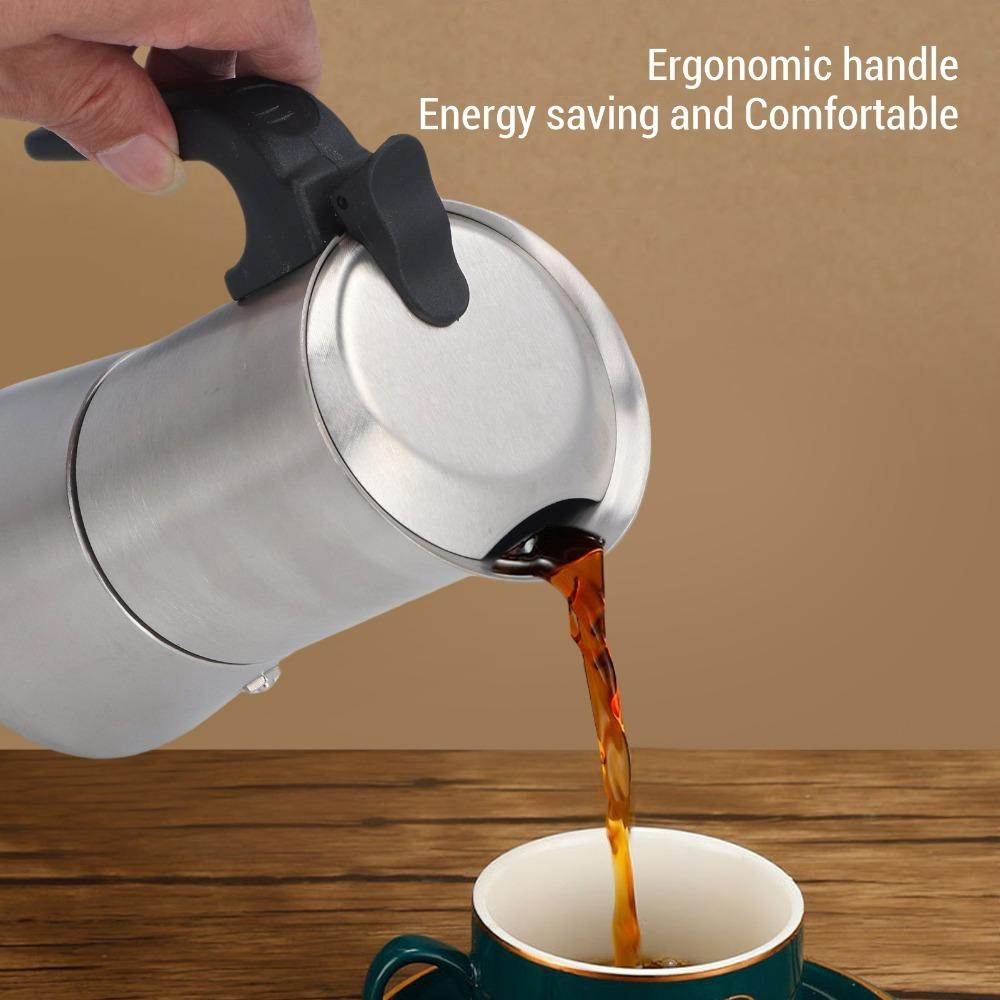 304 Stainless Steel Stovetop Coffee Pot 300 ML Capacity Stovetop Espresso Maker For Brewing Coffee