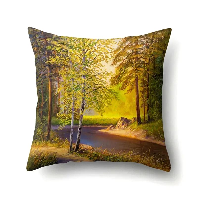 Four Seasons Scenery Decoration Pillow Case Printing Snowflake Christmas Sofa Decoration Cushion Cover 45*45Cm