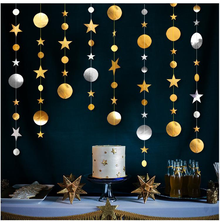 Festive Starry Round Bunting - Christmas & New Year Wall Decor