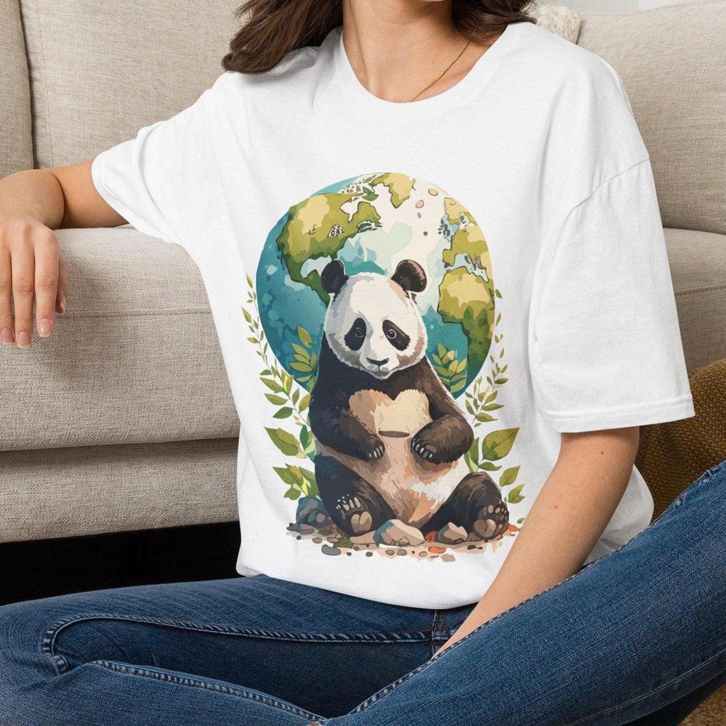 Panda Earth T-Shirt | Panda Tee Animal Tee - Mother Day Gift for Mama Mom Granny Grandma Mother Grandmother Gran Nana Sister Aunt Women
