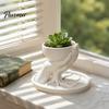 Natural Literary Style Tabletop Decor 3D Printed Palm Shaped Succulent Planter with Drainage Tray, Holding Decorative Root Texture Mini Flower
