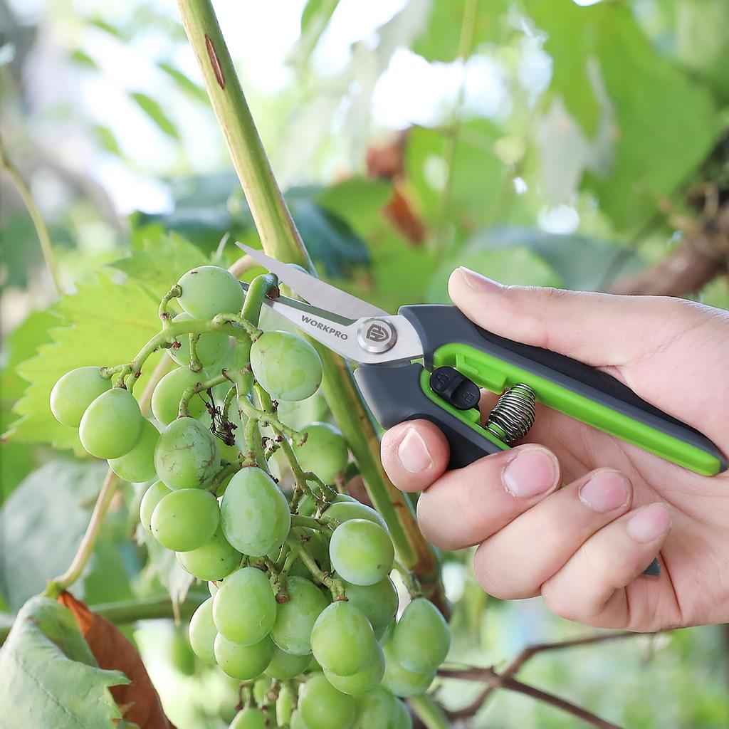WORKPRO Pruning Gardening Pruning Gardening Sharp Easy to Comes with Safety Flower Garden Branch Fruit Garden Pruning Green Black Shears, Shears,