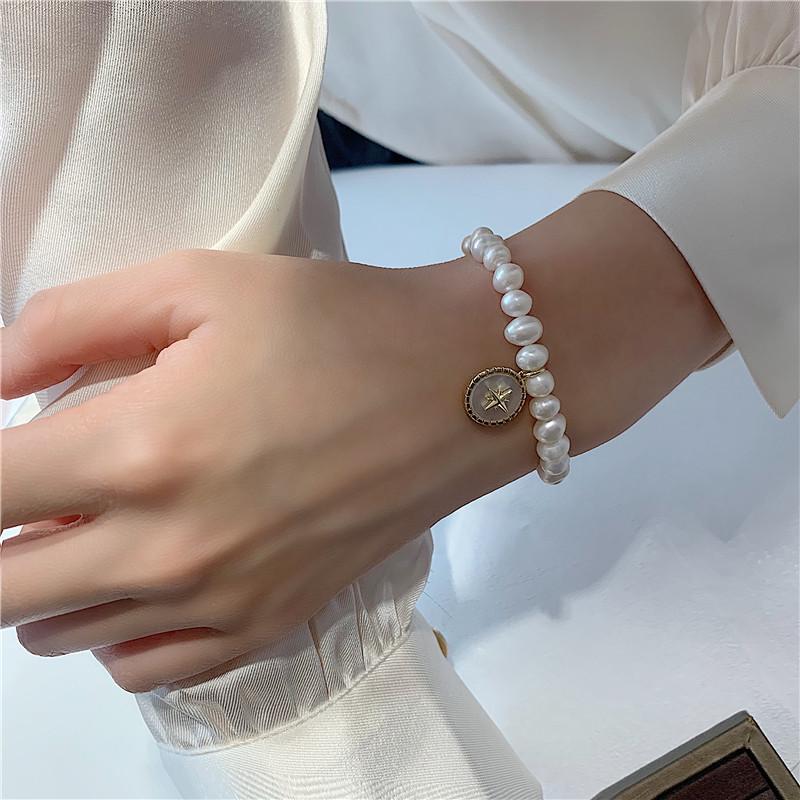Baroque Freshwater Pearl Eight-Pointed Star Friendship Bracelet for Women