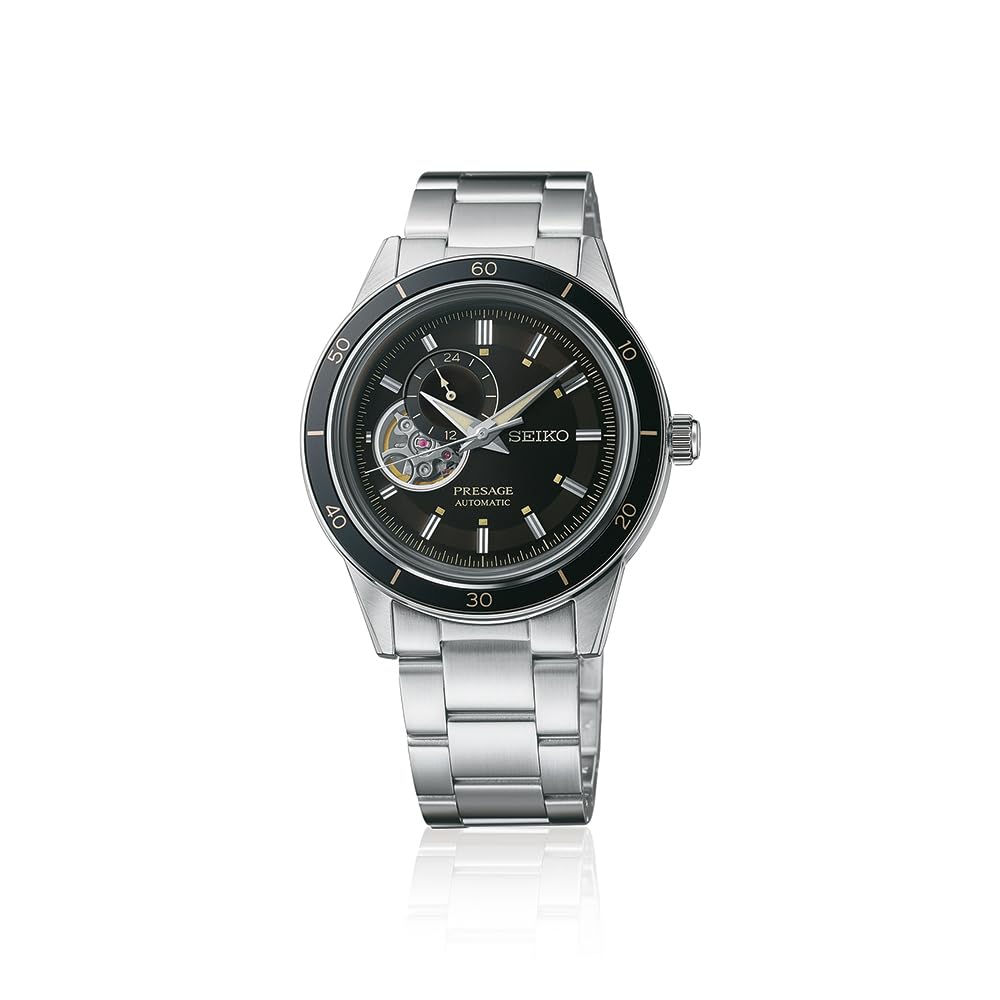 Seiko Presage Basic Style SARY191 Line 60's Semi-Skeleton Men's Watch, Silver,