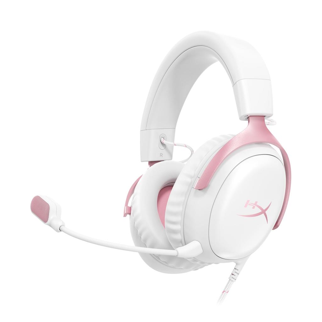 HyperX Cloud III Gaming Headset with DTS Spatial 53mm Cloud II Xbox Nintendo and Mobile HeadphoneX Audio, Drivers, Comfort, White, Pink, PC, PS5,