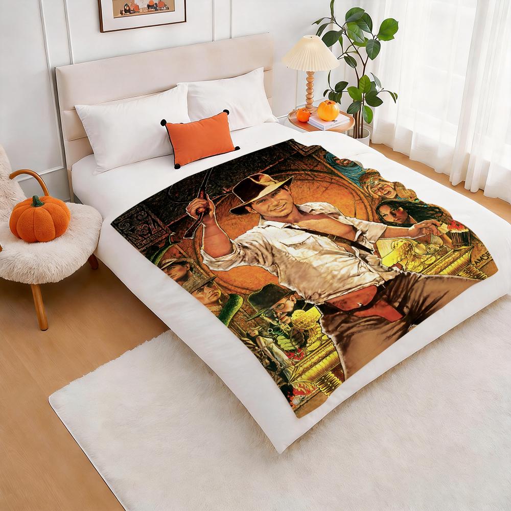 I-Indiana Jones and the Great Circle Throw Lightweight 240g Flannel Blanket Soft Skin-friendly for Summer Cooling