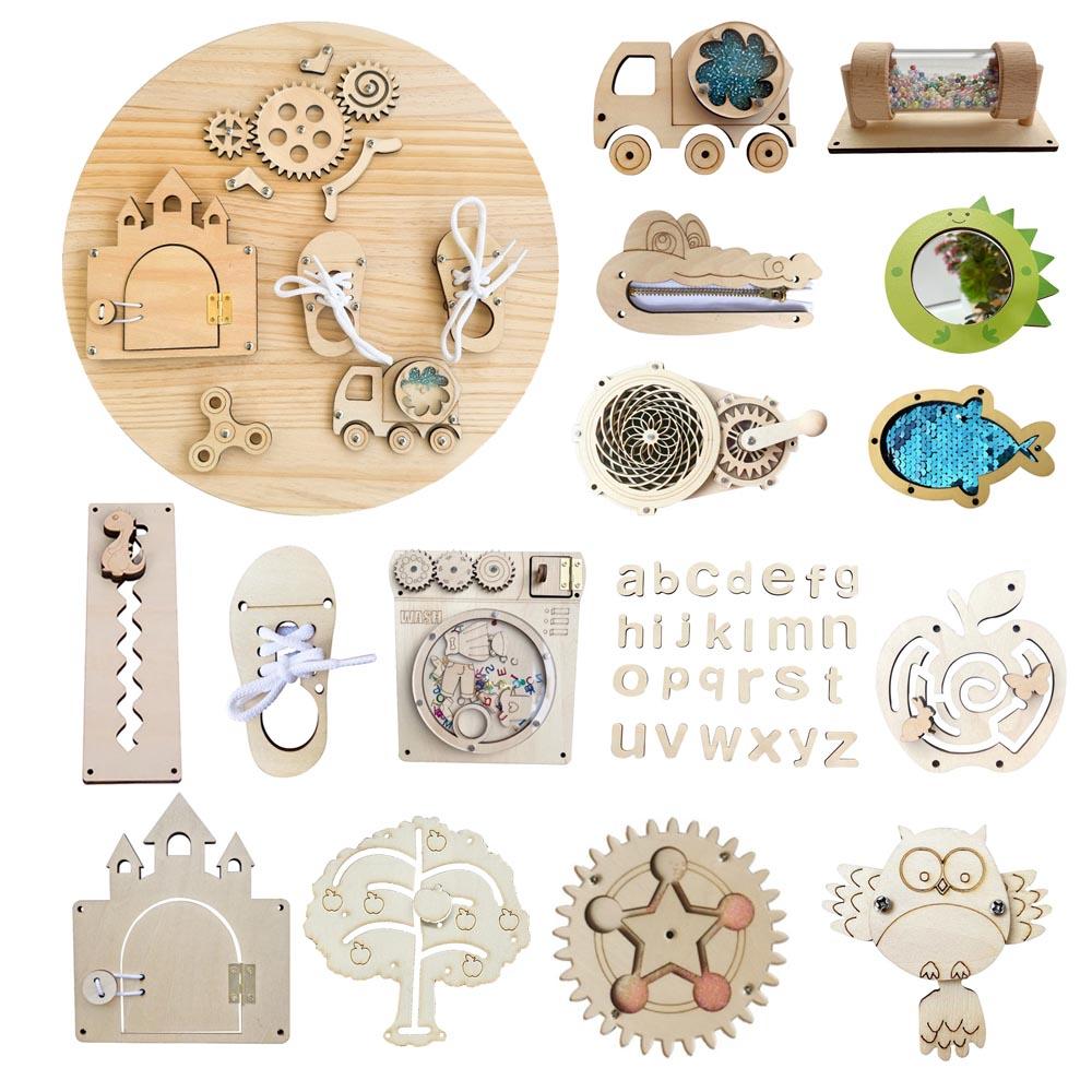 Kids Busy Board DIY Accessories Baby Activity Fine Motor Skills Learning Games Montessori Sensory Toys Early Education Busyboard