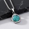 Blue Natural Stone Necklace for Men Boys,Waterproof Turquoise Square Pendant Necklace,Birthday Father Jewelry Gift