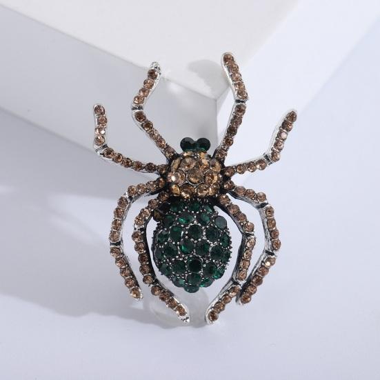 Spider Brooch Shiny Rhinestone Decor Realistic Spider Shape Clothes Collar Decoration Anti-rust Alloy Lightweight Clothes Jewelry Lady Gift