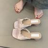 Gentle Fairy Cool Slippers 2025 Summer French Sweet Elegant Lace Bow Silk Open-toed Sandals