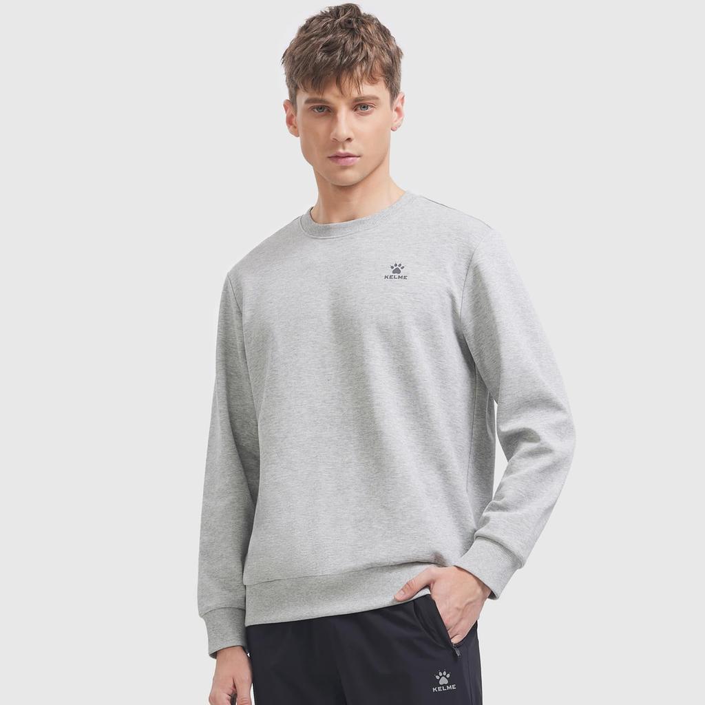 Crew Neck Sweatshirt with a Single Sportswear [Kelme] Long-sleeved Logo, Men's (White, M)