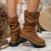 Korean Solid Color Boots with Fleece To Keep Warm In Autumn and Winter 25 Years