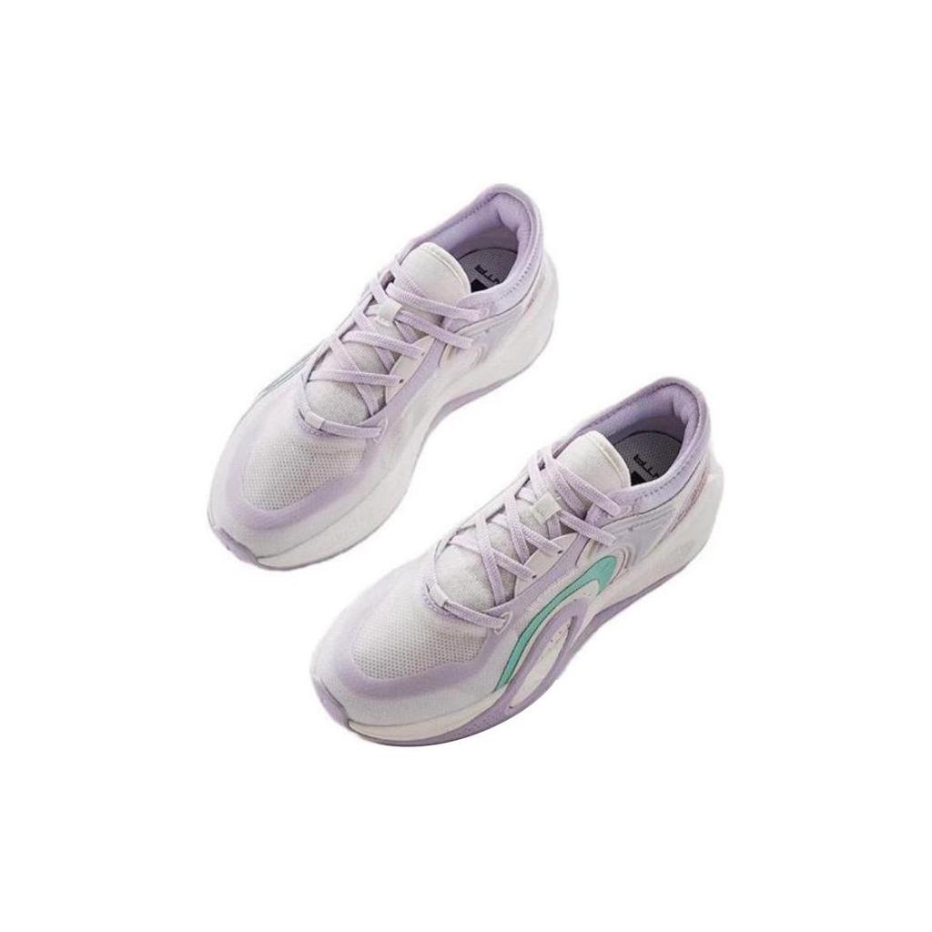 Anta Comfortable Shock Absorbing Non-Slip Wear-Resistant Breathable Lightweight Low-Top Casual Shoes Women Sneaker White Purple Gray 122228081-3