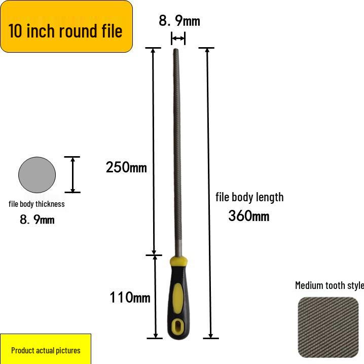 Steel Grinder File - Flat & Triangular Medium-Tooth Wear-Resistant Metal File